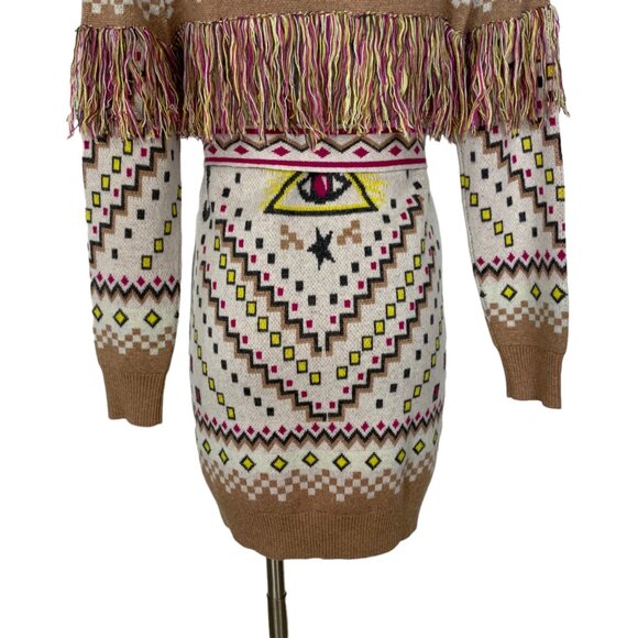 Le Superbe Cream Meditation Cardigan Sweater XS Fringe Wool Cashmere Western - Picture 8 of 12